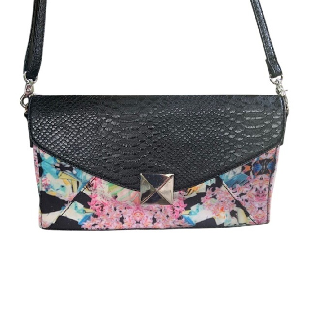 Y2K Indie Sleaze Floral Kaleidoscope Shoulder Bag Faux Snakeskin Clutch Purse